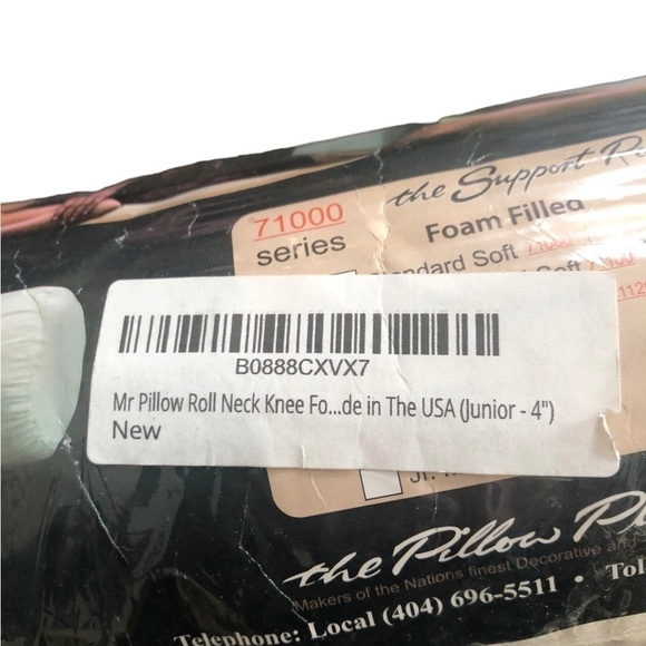 New Mr. Pillow Support Roll Neck Knee Jr Med Soft 17”X4.5” Foam Filled Ivory - Picture 4 of 4